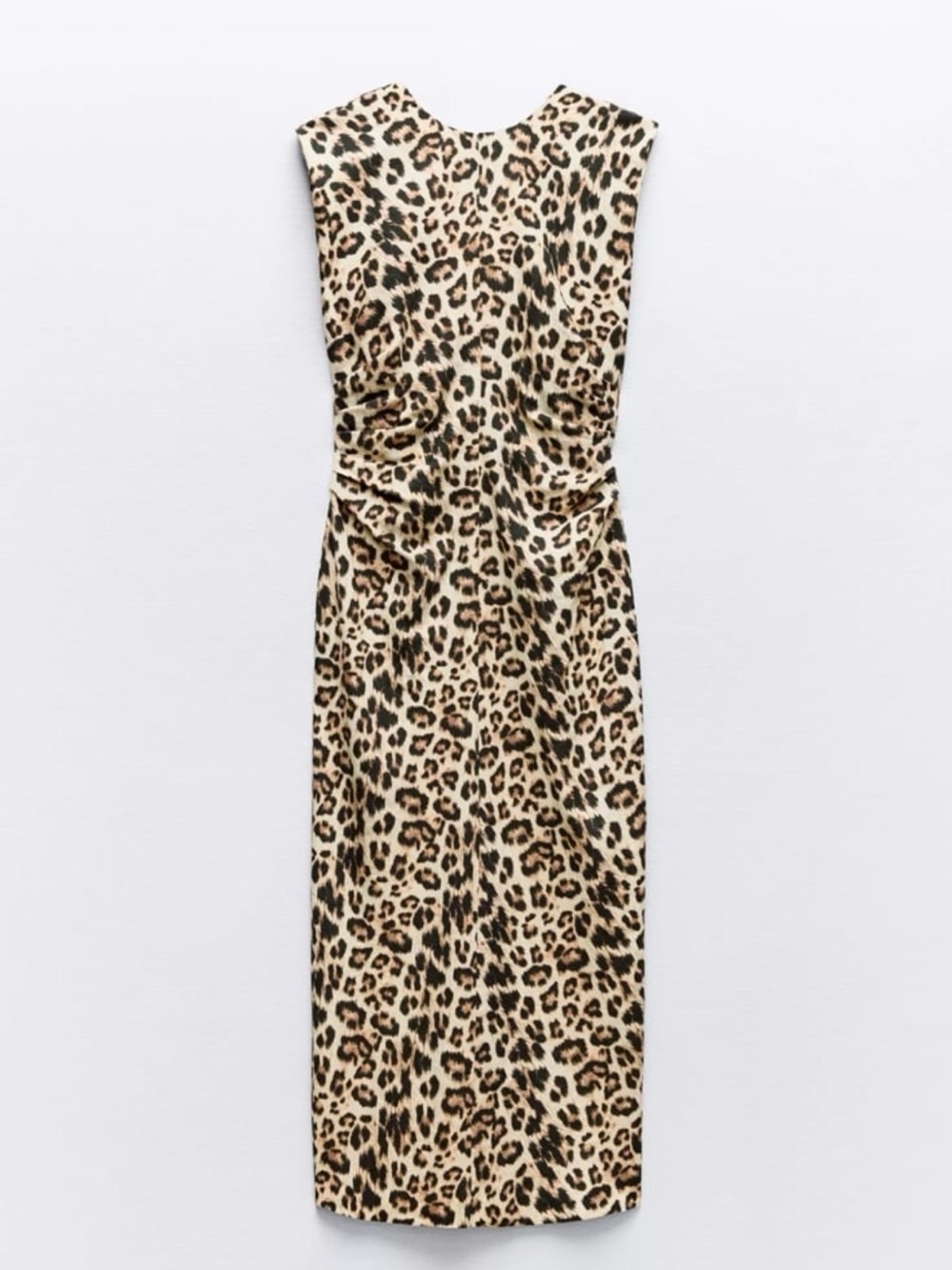 Zara Leopard Print Sleeveless Midi Dress in Neutral Tones